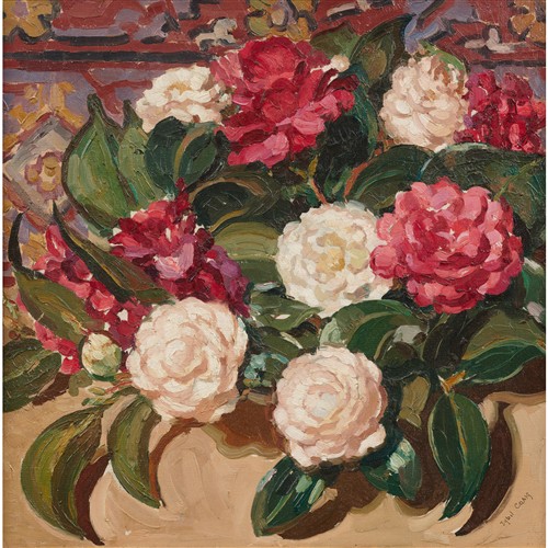 2 · SYBIL CRAIG (1901-1989) Camellias oil on canvas 45.5 x 45.5cm