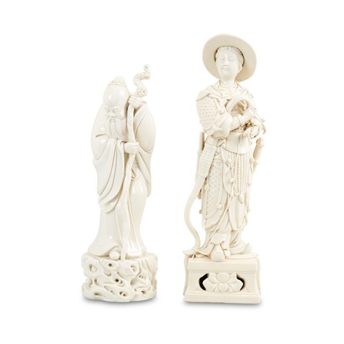 72 · TWO DEHUA-STYLE PORCELAIN FIGURES Please see important information below regarding collection of lots in this auction.