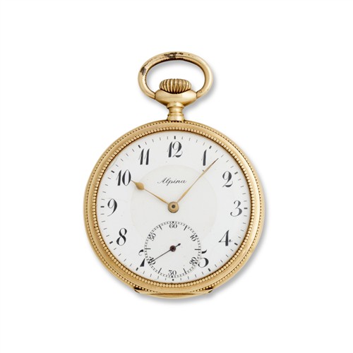 20 · ALPINA A 14CT GOLD OPENFACE POCKETWATCH CIRCA