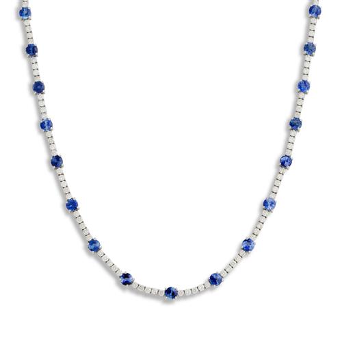 18ct White Gold, Diamond And Sapphire Necklace