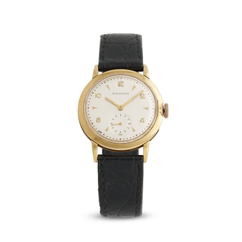 21A · MOVADO AN 18CT GOLD WRIST WATCH CIRCA 1950