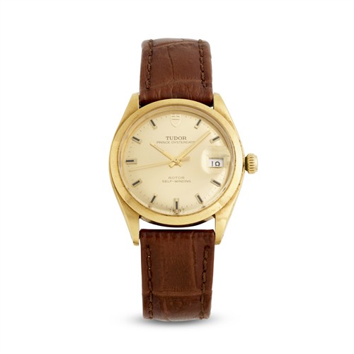 TUDOR PRINCE OYSTERDATE REF 7965 AN 18CT GOLD WRIST WATCH WITH DATE CIRCA 1965