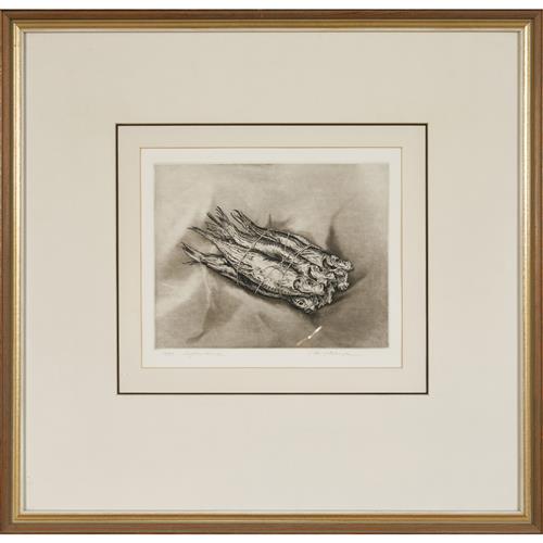 14 · DICK STOLWIJK (Dutch, born 1931) Bundle of Sardines etching, ed. 12/50 19.5 x 24cm (54 x 56cm framed)