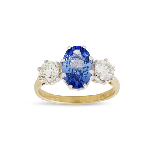 18ct Two-Tone Gold, Sapphire And Diamond Ring
