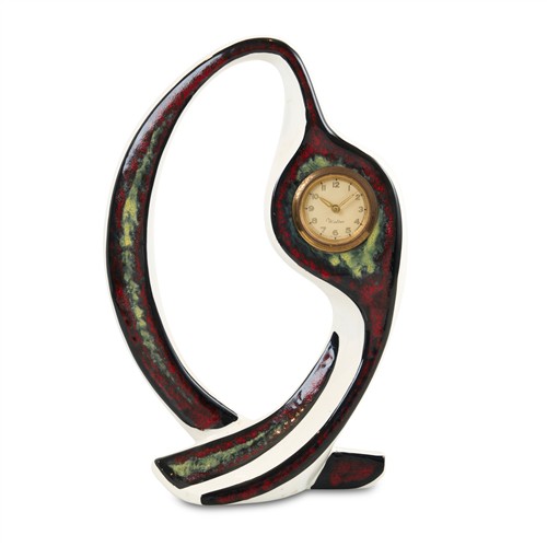 75 · A MODERN TABLE CLOCK IN A FREE-FORM GLAZED CERAMIC CASE 1960s, probably Italian Please see important information below regarding col...