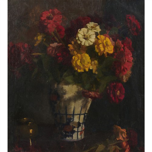 AILEEN DENT (1890-1978) Zinnias c.1936 oil on canvas 71 x 65cm