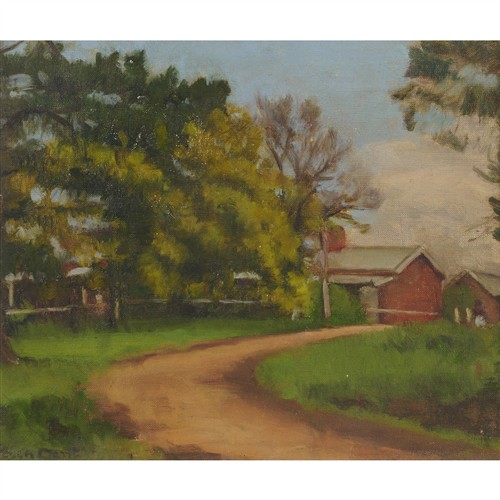 64 · AILEEN DENT (1890-1978) (Country Retreat) c.1940 oil on canvas laid on board 37 x 44.5cm