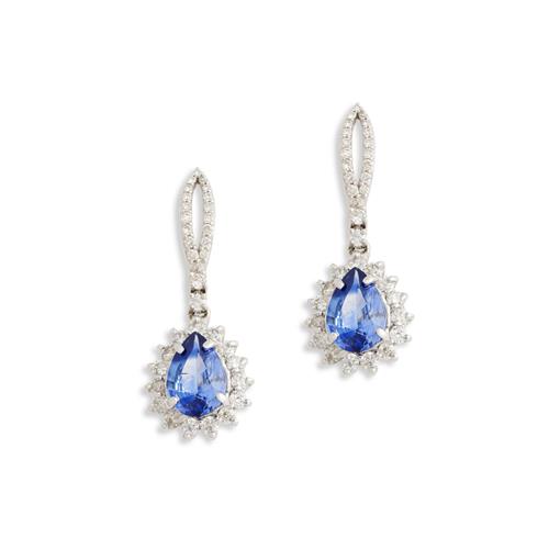 Pair Of 18ct White Gold, Sapphire And Diamond Earrings