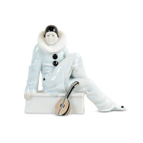 78 · A GERMAN PORCELAIN FIGURE OF PIERROT Mid-20th century Please see important information below regarding collection of lots in this au...