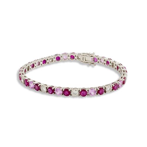 18ct White Gold, Ruby, Pink Sapphire And Diamond Bracelet