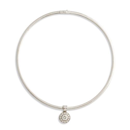 65 · 18CT WHITE GOLD AND DIAMOND PENDANT AND 14CT TWO-TONE REVERSIBLE OMEGA