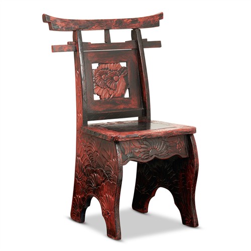 85 · AN ANTIQUE JAPANESE CARVED WOOD SIDE CHAIR, LATER PAINTED Early 20th century Please see important information below regarding collec...