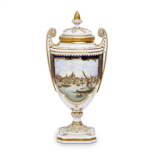 A ROYAL WORCESTER PORCELAIN LIMITED-EDITION COMMEMORATIVE COVERED VASE 1989, decorated by Bryan Cox, numbered 70 (of 200)