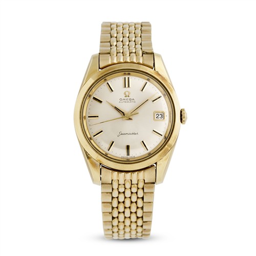 OMEGA SEAMASTER A GOLD CAPPED STAINLESS STEEL WRIST WATCH WITH DATE AND BRACELET SOLD 1963