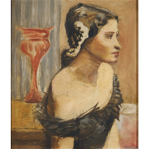 78 · ROGER HILTON (British, 1911-1975) Portrait of Dora Berliner 1936 / Abstract oil on board (double sided) 43.5 x 36.5cm (52 x 45.5cm f...