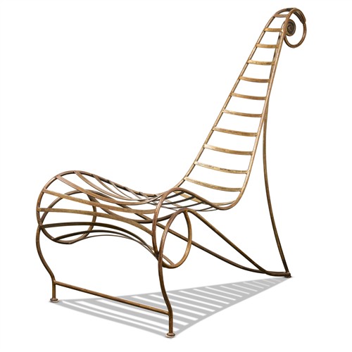92 · A LACQUERED WROUGHT IRON 'SPINE' CHAIR AFTER THE DESIGN OF ANDRE DUBREUIL Please see important information below regarding collectio.