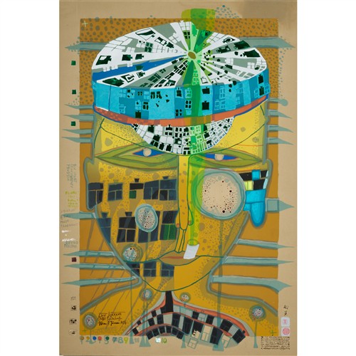 67 · FRIEDENSREICH HUNDERTWASSER (Austrian, 1928-2000) Il Marinaio; One of Five Seamen 1976 silkscreen with metal embossings, ed. 64/87 5...