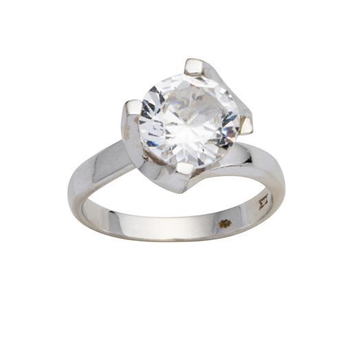 96 · 14CT WHITE GOLD GEM-SET RING