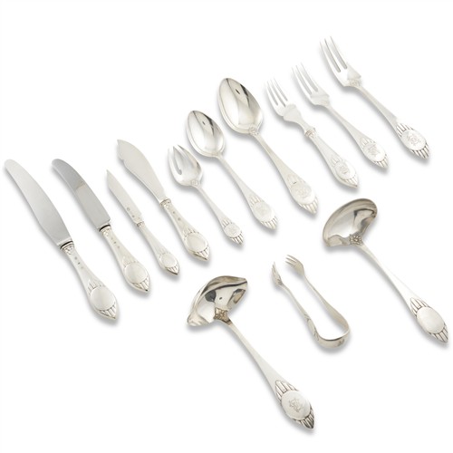 A LARGE DANISH SILVER PART FLATWARE SERVICE 826 standard, Carl M. Cohr, Fredericia, and other makers, various Copenhagen assay dates...