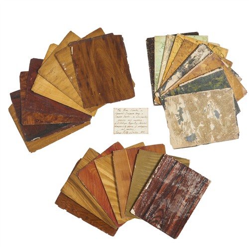 A SUITE OF VICTORIAN PAINTED SAMPLES OF WOOD GRAINING AND SIMULATED MARBLE DECORATION Mid-19th century
