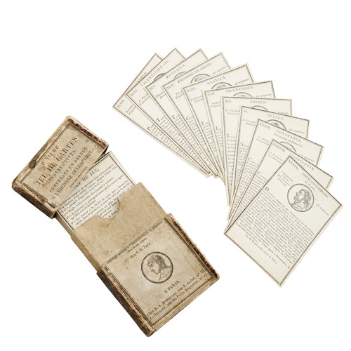 20 · A FRENCH EMPIRE PERIOD PACK OF EDUCATIONAL PLAYING CARDS Victor-Joseph Étienne de Jouy, published by Antoine-Augustin Renouard, Pari...