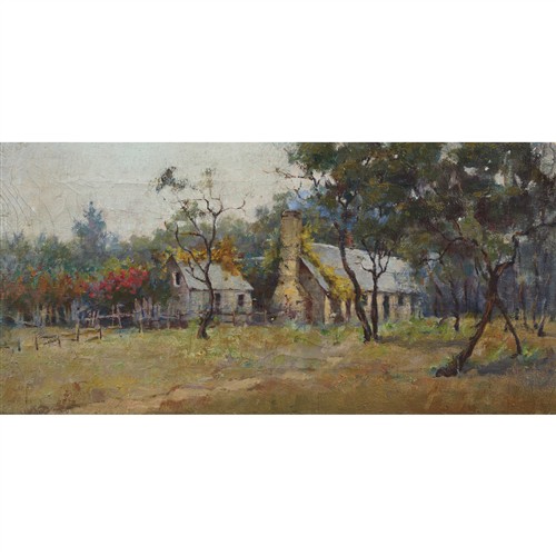 51 · JESSIE LAVINGTON EVANS (1860-1943) (Farm Scene) oil on canvas 25 x 50.5cm