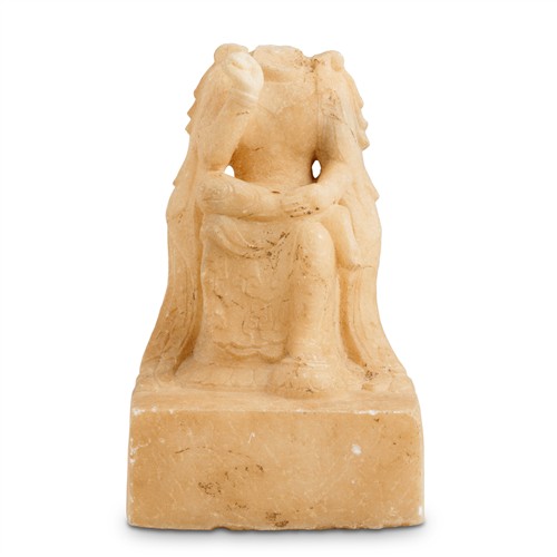 98 · A CHINESE WHITE MARBLE STONE CARVED SEATED TORSO OF A PENSIVE BODHISATTVA, NORTHERN QI DYNASTY (550 - 577 A.D.)
