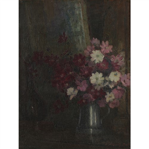 62 · CHRISTINA ASQUITH BAKER (1869-1960) Flowers by Night Light oil on canvas 60 x 46cm