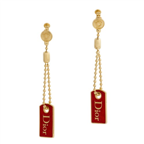 CHRISTIAN DIOR, DOG TAG EARRINGS