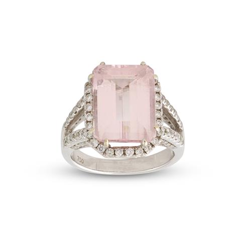 18ct White Gold, Morganite And Diamond Ring