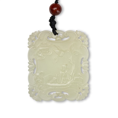 A Chinese White Jade Carved Plaque, Qing Dynasty (1644 - 1911)