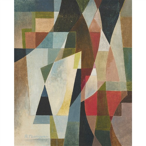 91 · ROMA THOMPSON (1919-2020) Abstract oil on canvas laid on board 42 x 34cm