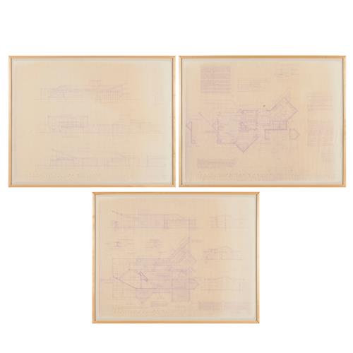 FRANK LLOYD WRIGHT, THE INA MORRIS HARPER RESIDENCE, THREE DIAZOTYPES