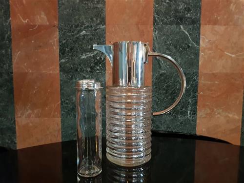 21 · CRYSTAL AND SILVER PLATE DECANTER BY SERGIO ASTI
