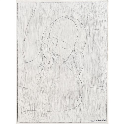 13 · CHARLES BLACKMAN (1928-2018) (Dream Girl) 1997 charcoal on paper mounted on canvas 105 x 65.5cm
