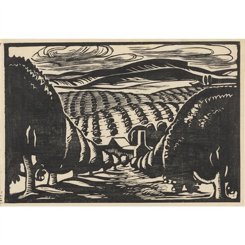 27 · ADELAIDE PERRY (1891-1973) Kurrajong, the Citrus Orchard 1929 linocut 15 x 22cm