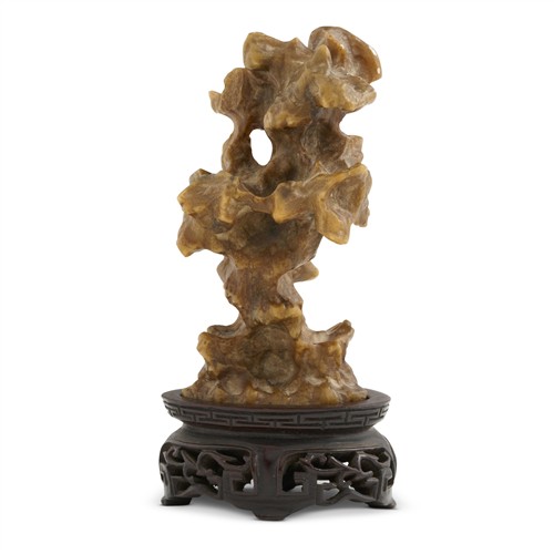 1070 · A CHINESE YELLOW WAX STONE SCHOLAR ROCK, QING DYNASTY (1644 - 1911)