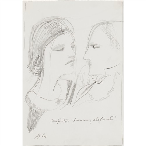 16 · CHARLES BLACKMAN (1928-2018) Conspirators Discussing Elephants c.1979 pencil on paper 28.5 x 19.5cm; 53 x 43cm(frame)
