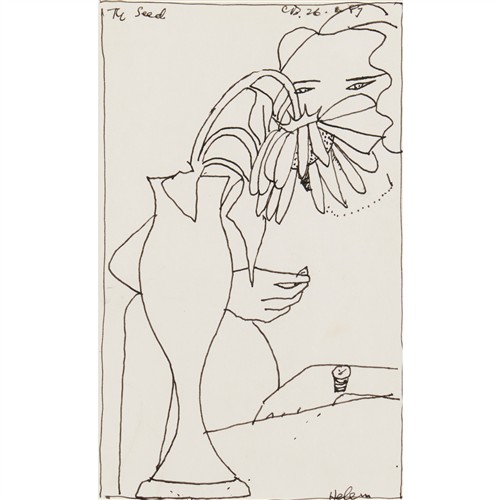 21 · CHARLES BLACKMAN (1928-2018) The Seed 1987 ink on paper 20 x 12cm; 49.5 x 39cm (frame)