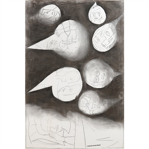 23 · CHARLES BLACKMAN (1928-2018) (Girl Dreaming) 1997 charcoal on paper mounted on canvas 150 x 100cm