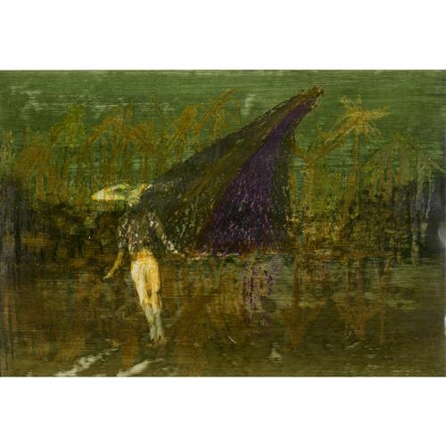 9 · SIDNEY NOLAN (1917-1992) (Figure in a Mountain Landscape) 1969 mixed media on paper 52 x 76cm