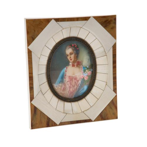 47 · AN IVORY AND TORTOISESHELL FRAMED MINIATURE OF MADAME DE POMPADOUR *CITES permit may be required for export