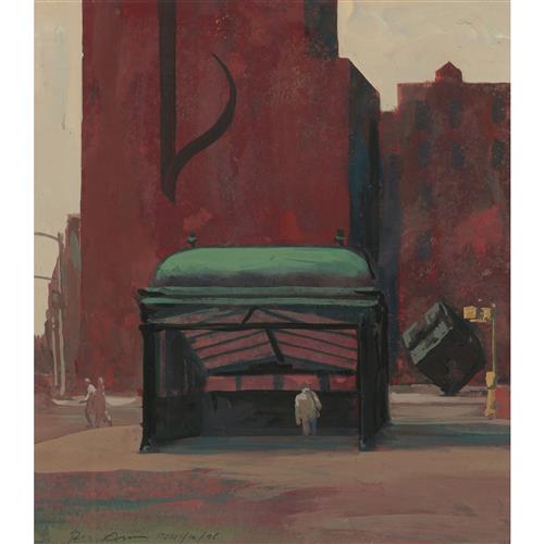 RICK AMOR (born 1948) Astor Place, Subway 1996 gouache on paper 37 x 33cm