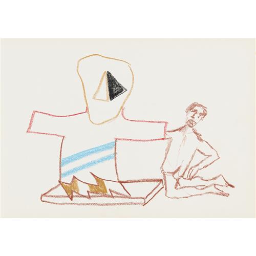 12 · SIDNEY NOLAN (1917-1992) (Sculptor) c.1986 crayon on paper 30 x 42cm