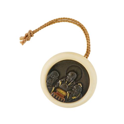94 · A JAPANESE KAGAMIBUTA NETSUKE OF "THE THREE WINE TASTERS"