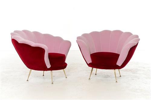 48 · PAIR OF SCALLOPED SHAPED LOUNGE CHAIRS