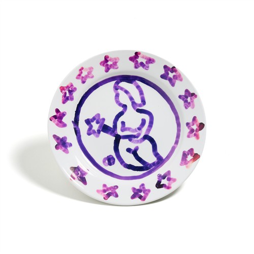 CHARLES BLACKMAN (1928-2018) (Girl with a Star Plate) 2003 texta on Chinese white porcelain plate 20.5cm (diameter)