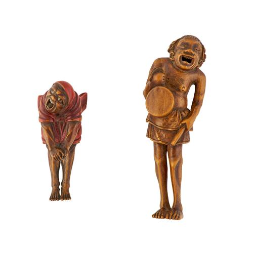 98 · TWO CARVED BOXWOOD NETSUKE