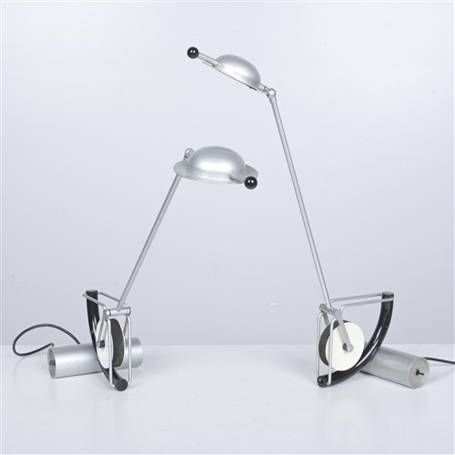 A PAIR OF 1980S POSTODERN DESK LAMPS BY MEGALIT (62H X 20W CM)
