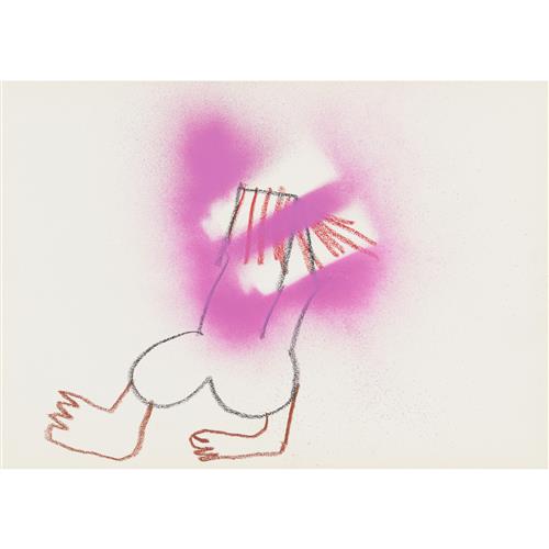 19 · SIDNEY NOLAN (1917-1992) (Sculpture with Kelly helmet) c.1986 mixed media on paper 30 x 42cm